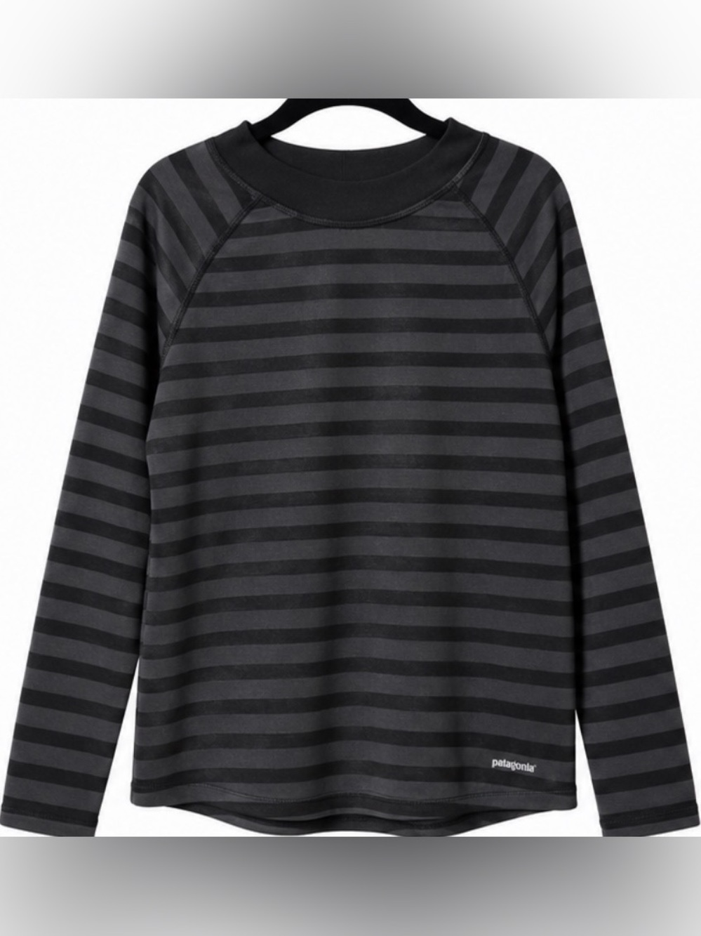 Patagonia Black & Dark Gray Striped Kids Crewneck